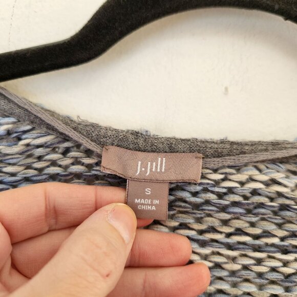 J. Jill Knit Cardigan Sweater 100% Cotton Blue Grey Open Front Women's S - Picture 5 of 7